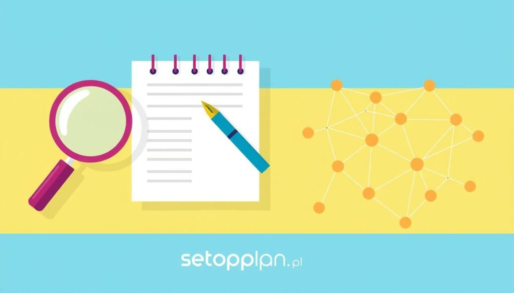 badanie słów kluczowych, optymalizacja treści, linki wewnętrzne i zewnętrzne