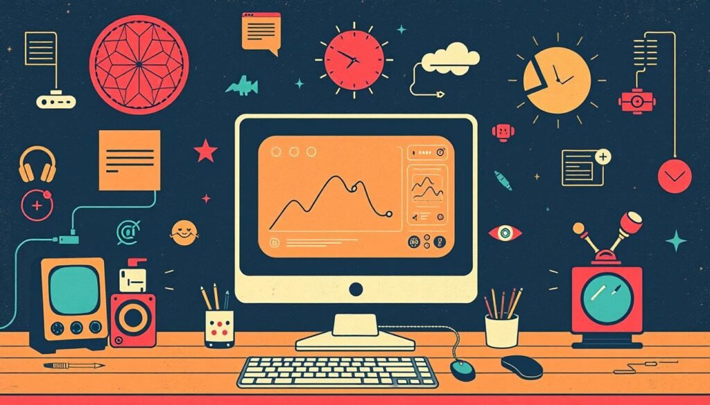 wizualizacje w treści retro